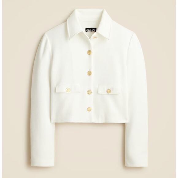 J.Crew Cropped Lady Jacket Gold Buttons Preppy Retro Classic Collar Ivory XS NWT - Picture 1 of 16